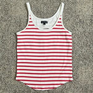 J.Crew Womens Vintage Rib Shelf Bra Tank Top Stripe Red Ivory Size Large